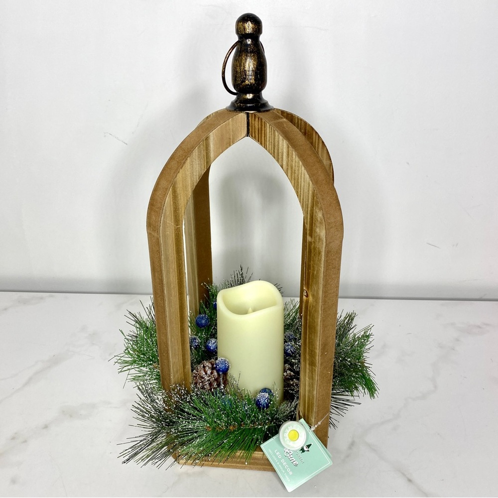 Indoor Hanging Wood Lantern LED Candle Decor